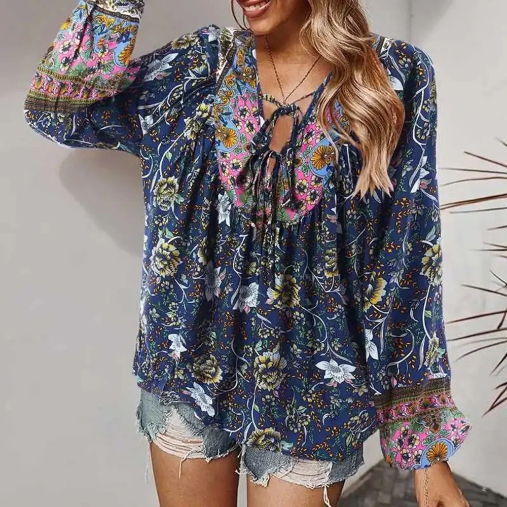 Boho Blues Tunic Blouse Top, Plus Sizes, NWT