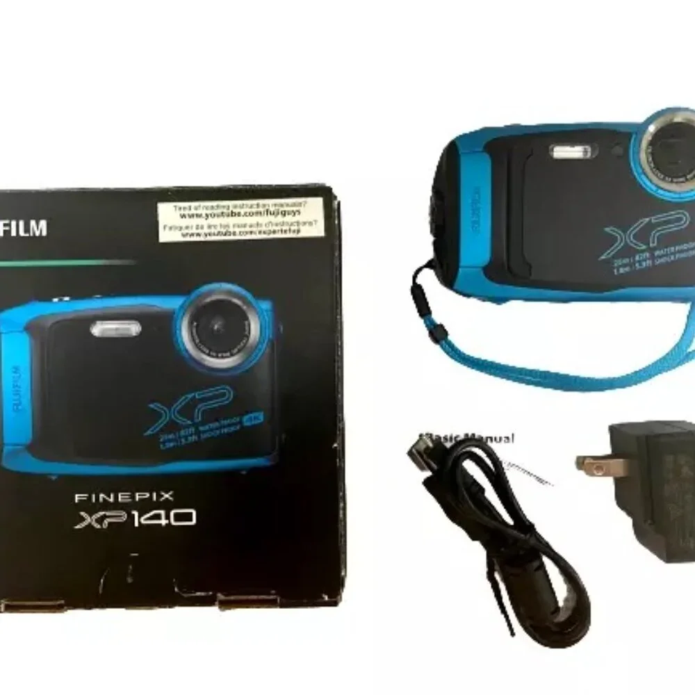 FujiFilm FinePix XP140 Digital Camera Waterproof Sky Blue Complete Bundle