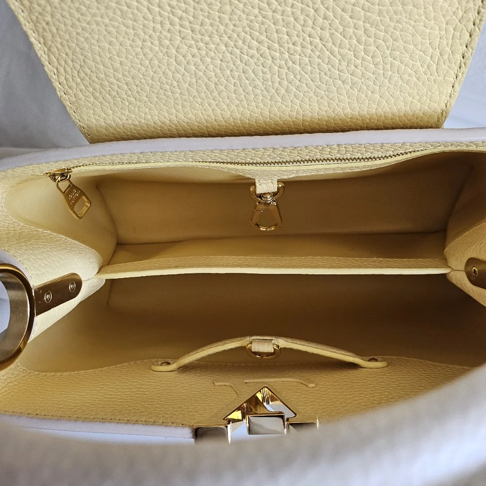 Louis Vuitton Beige & Yellow Capucines PM Two-way Bag - Microchipped