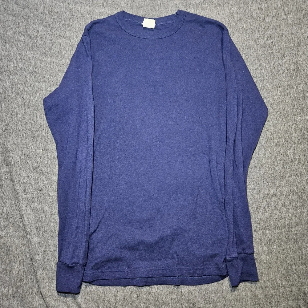 Vintage Thermal Men's Medium Blue Long Sleeve 100% Poly Undershirt USA