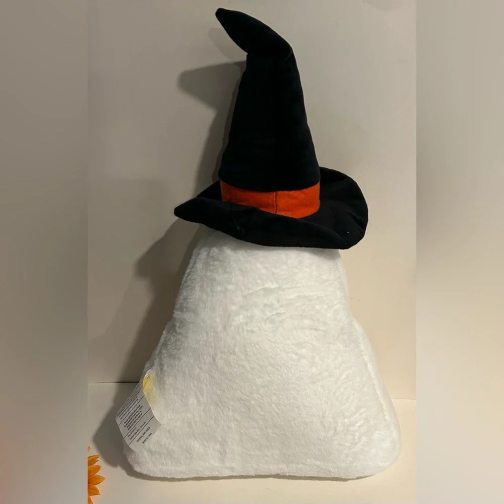 Halloween Candy Corn Ghost Throw Pillow Plush with Witch Hat New