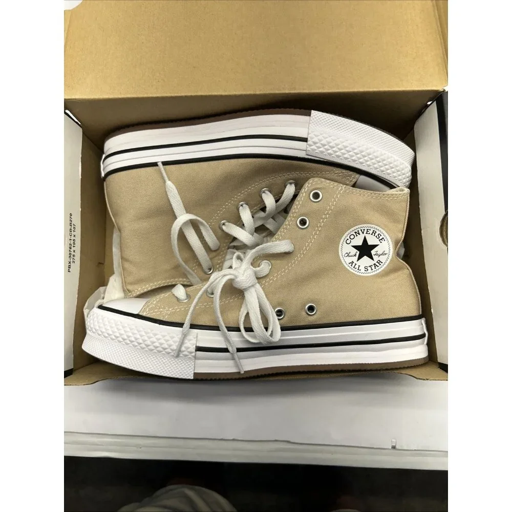Converse Hi Tops All Star Youth Size 5.5 Nutty Granola White Trim New in Box