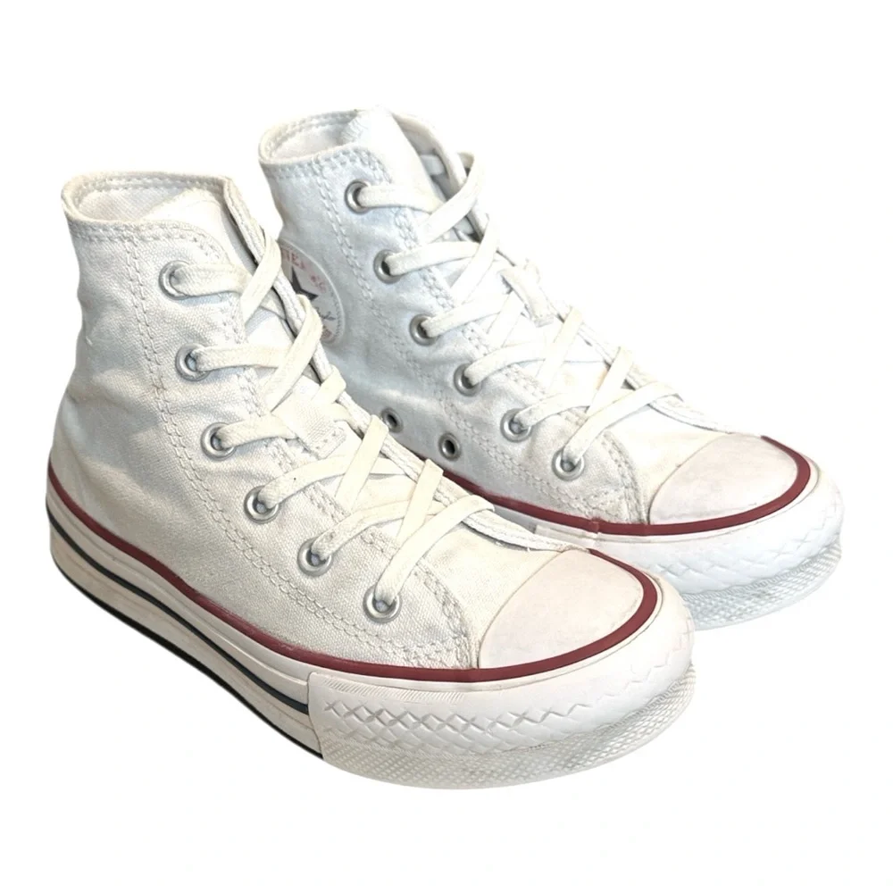Converse All Star Youth White High-Tops with Red and Blue Trim Youth Size 13