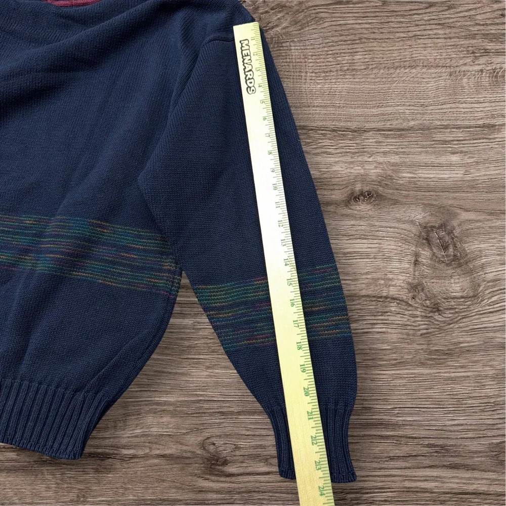 Vtg Gant Mens XL Navy Blue Cotton Golfer Embroidered Knit Sweater Hand Framed