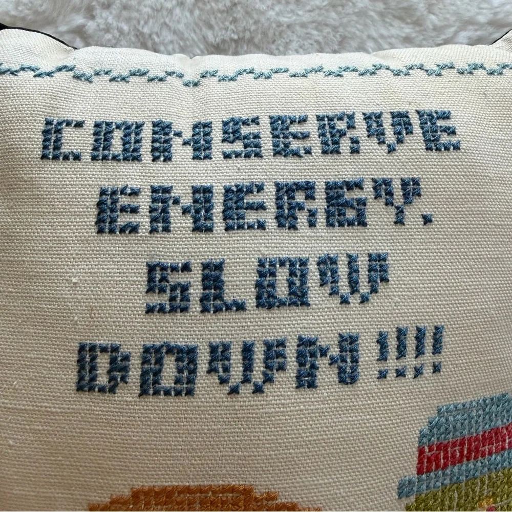 Vintage 9”x9” Cross Stitch Turtle Pillow Handmade 1980s-90s