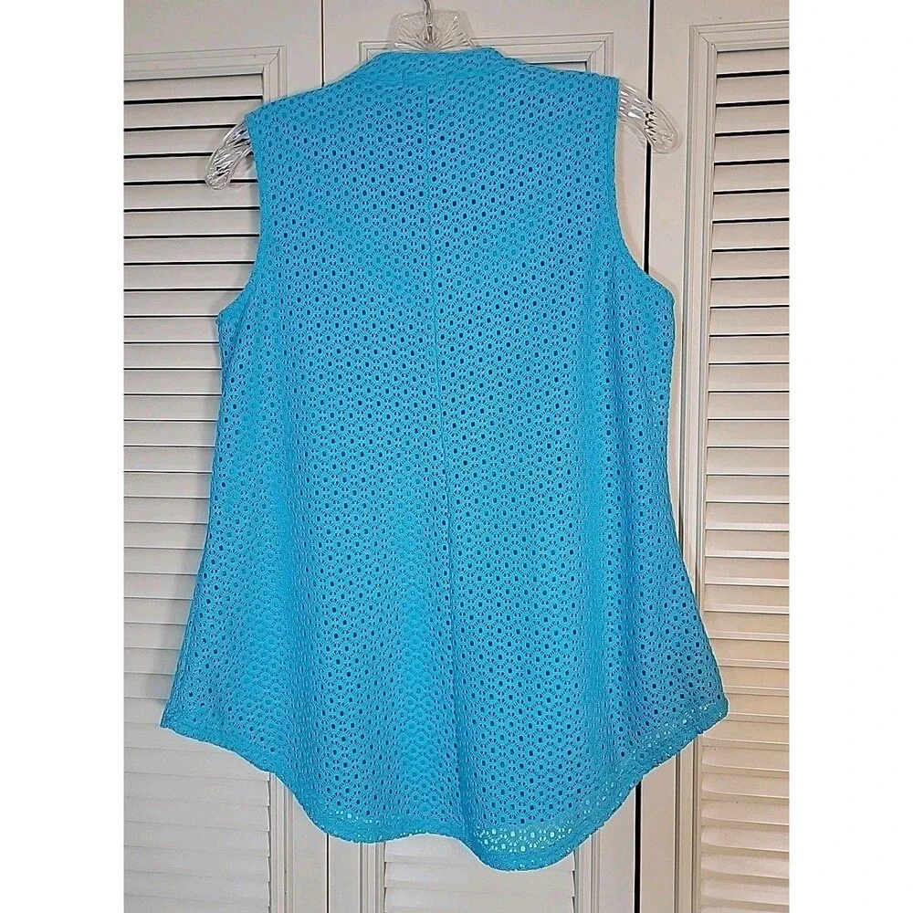 Ladies Westport Brand Blue Lace Blouse Size Small ~ Summer Fun