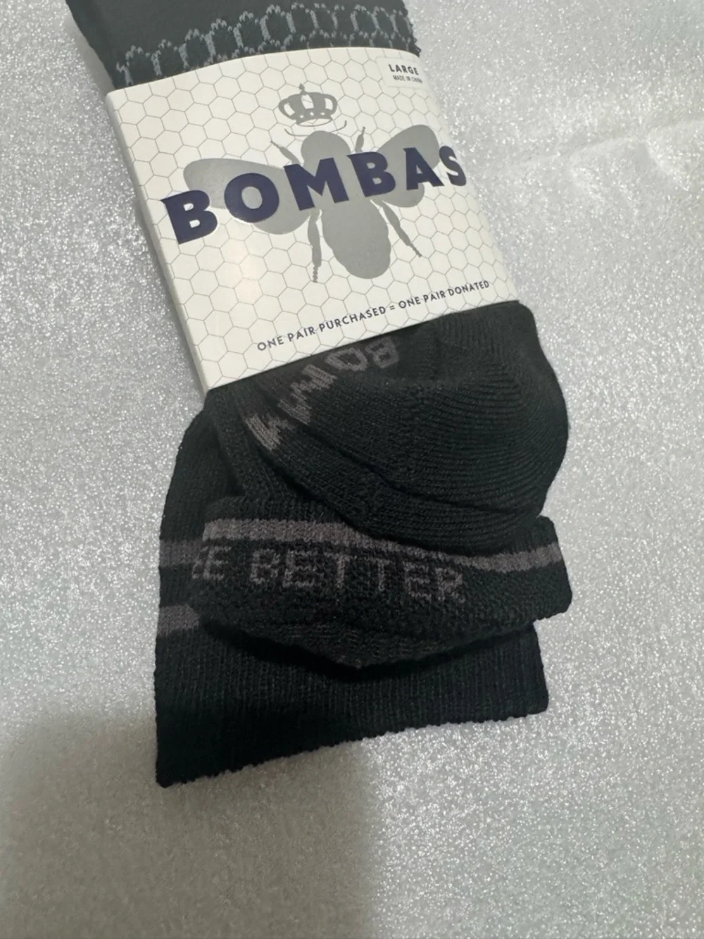 2 PAIR Bombas Large Calf Length Black traditional Style LARGE LG