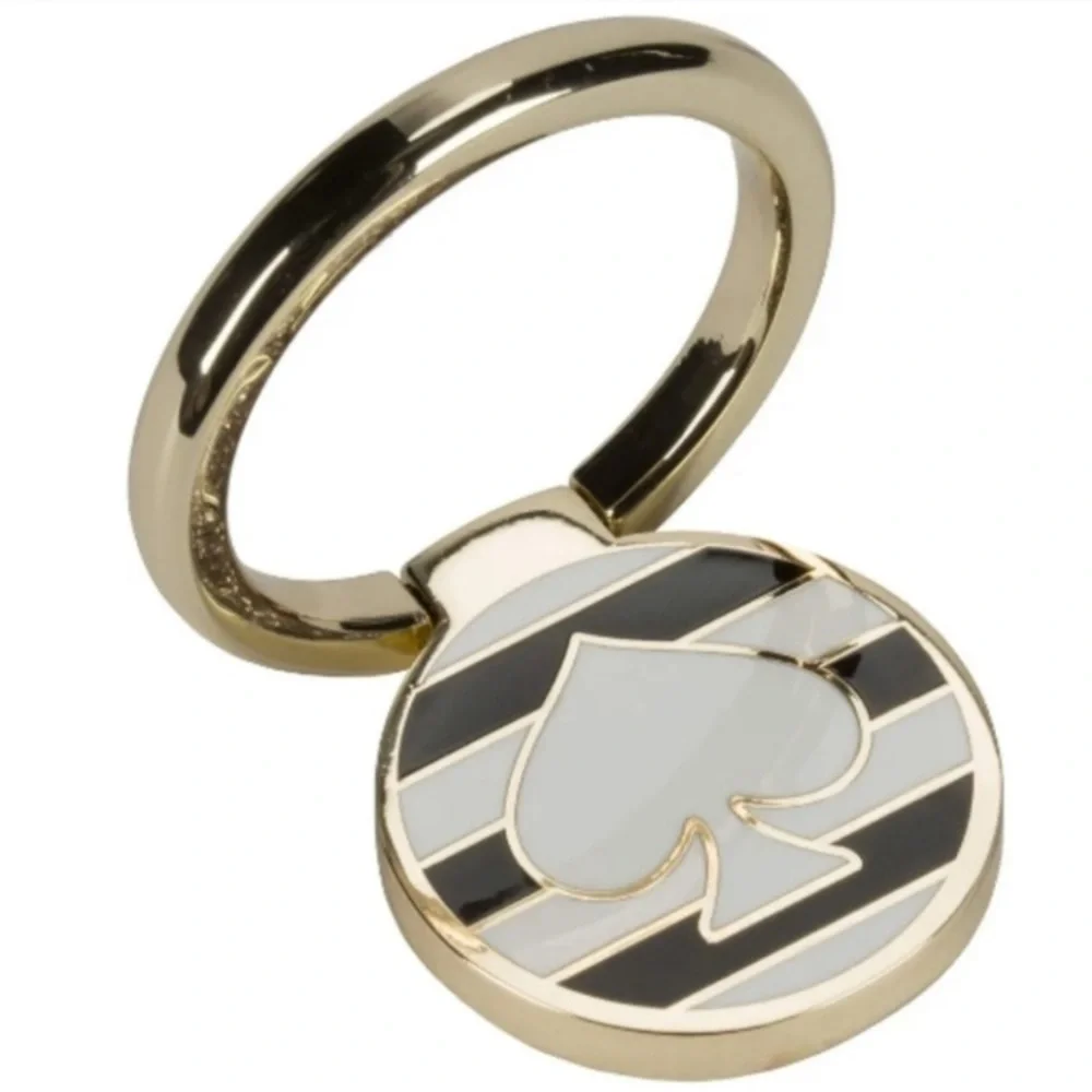 Kate Spade Cell Phone Ring Stand -Black / White Stripes w/ Spade NIB