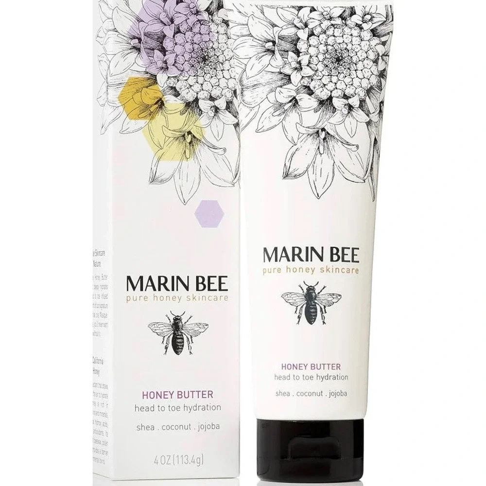Marin Bee Pure Honey Skincare Butter Body Cream‎ 4oz Shea Coconut Jojoba NEW