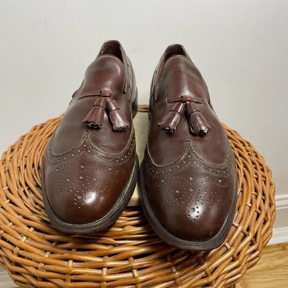 Allen Edmonds Tassel Loafer Brown Leather Slip On Mens 10 C 57998 Oxford Career