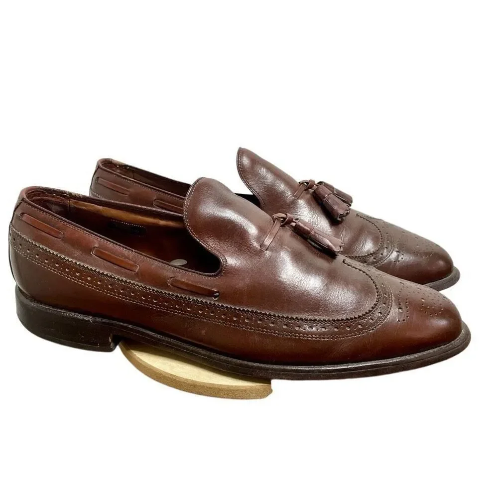 Allen Edmonds Tassel Loafer Brown Leather Slip On Mens 10 C 57998 Oxford Career