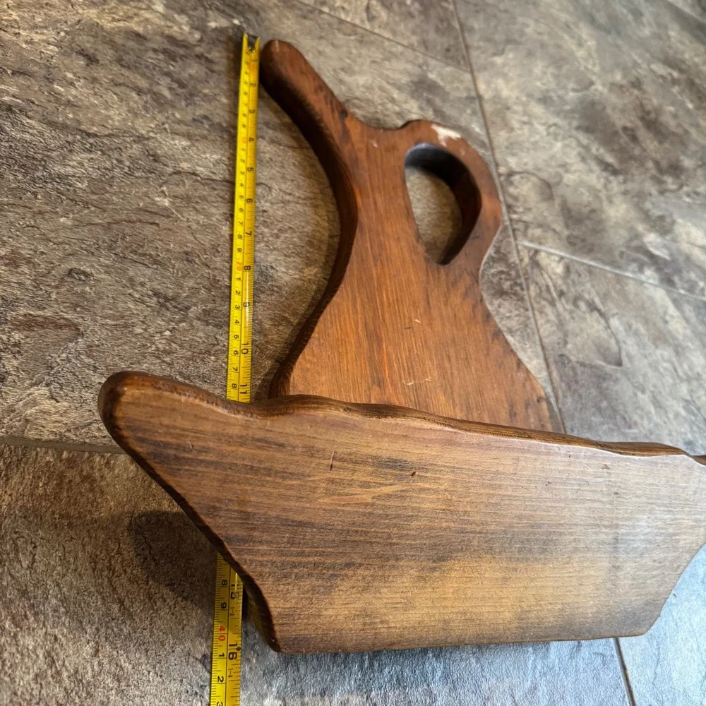 Vintage Cottagecore Farm Rustic Primitive Wood Flower Pitcher Vase Wall Shelf