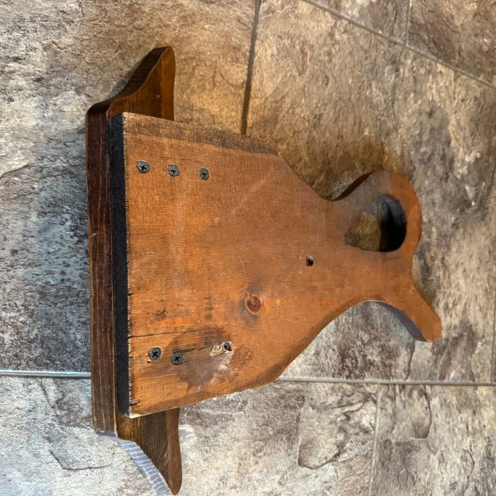 Vintage Cottagecore Farm Rustic Primitive Wood Flower Pitcher Vase Wall Shelf