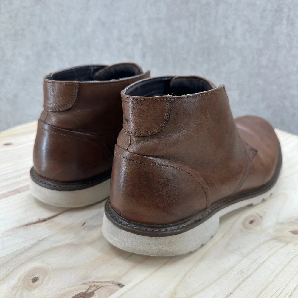 Rockport Sharp & Ready Chukka Boots Mens 11 Brown Leather Lace Up Lug Sole Ankle