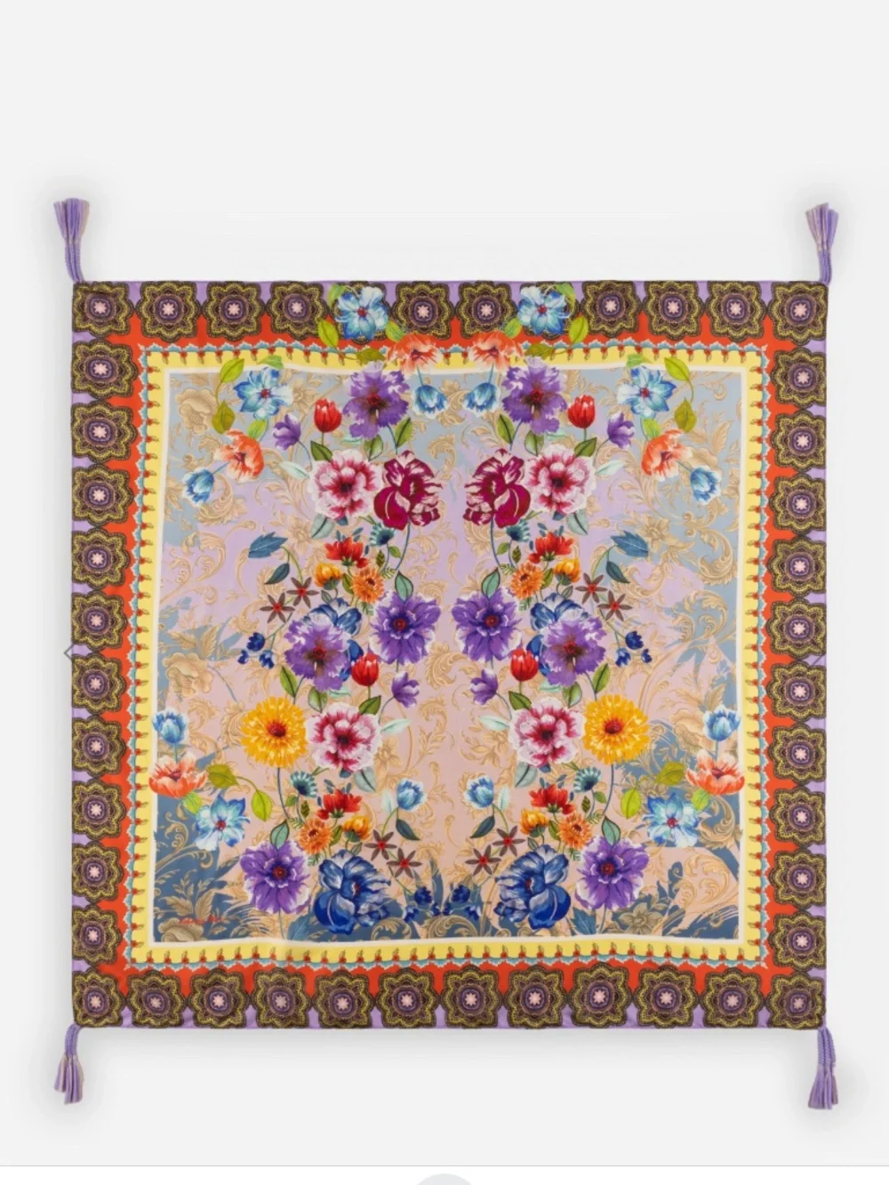 Johnny Was silk scarf with tassels, NWT
