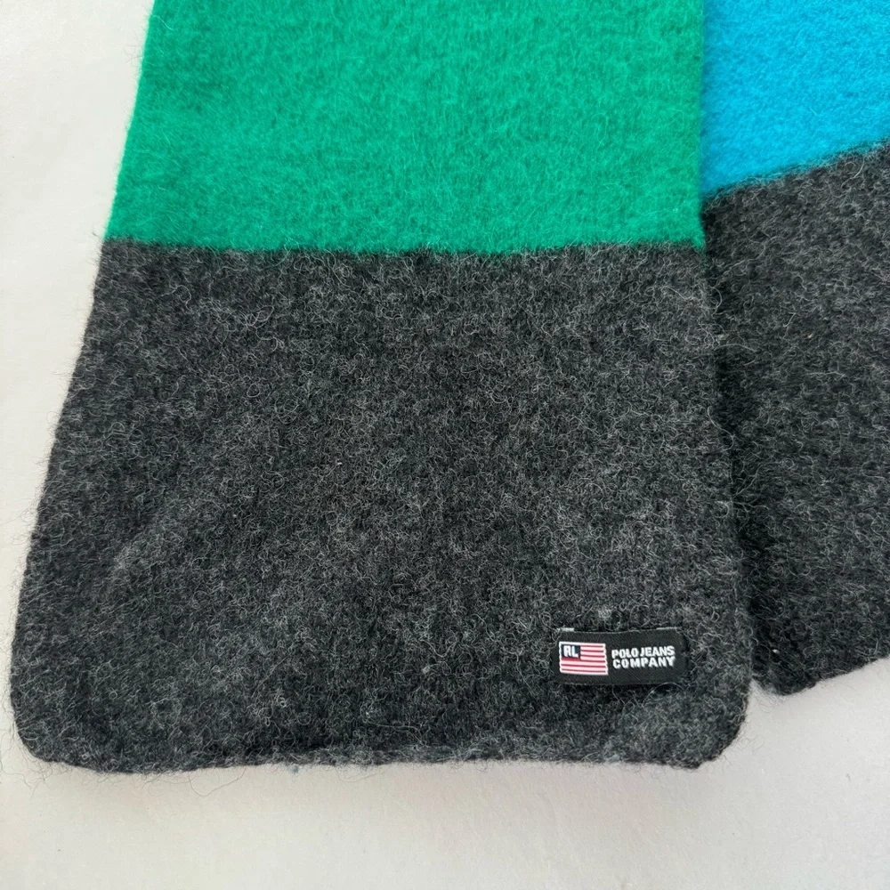 Vintage Ralph Lauren RL Polo Jeans Company Lambs Wool Stripe Scarf Colorblock
