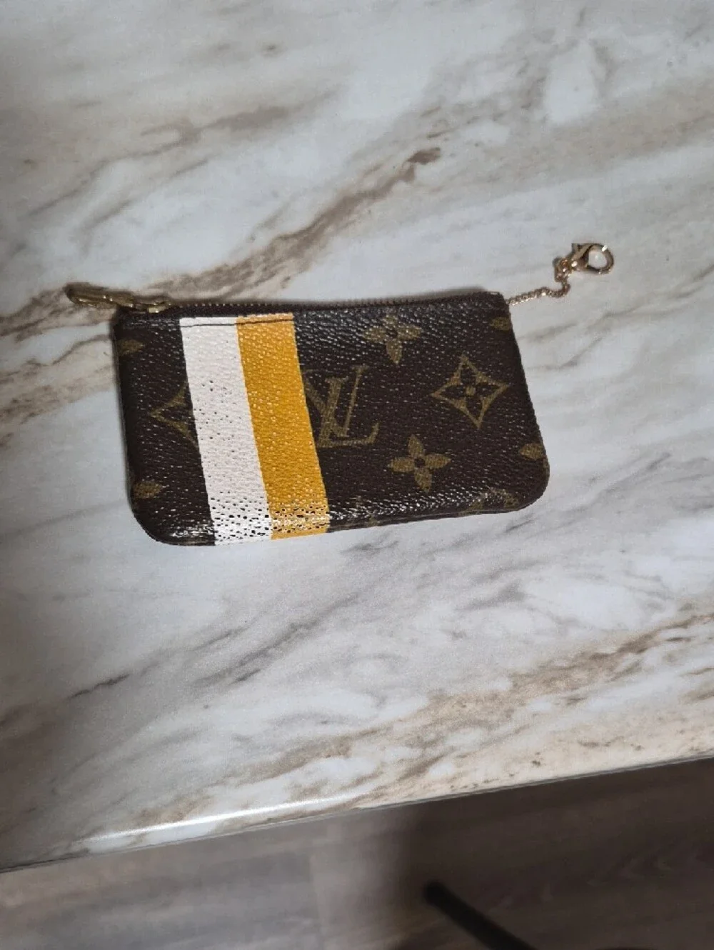Louis Vuitton Monogram Key Pouch | “Bon Voyage” Custom