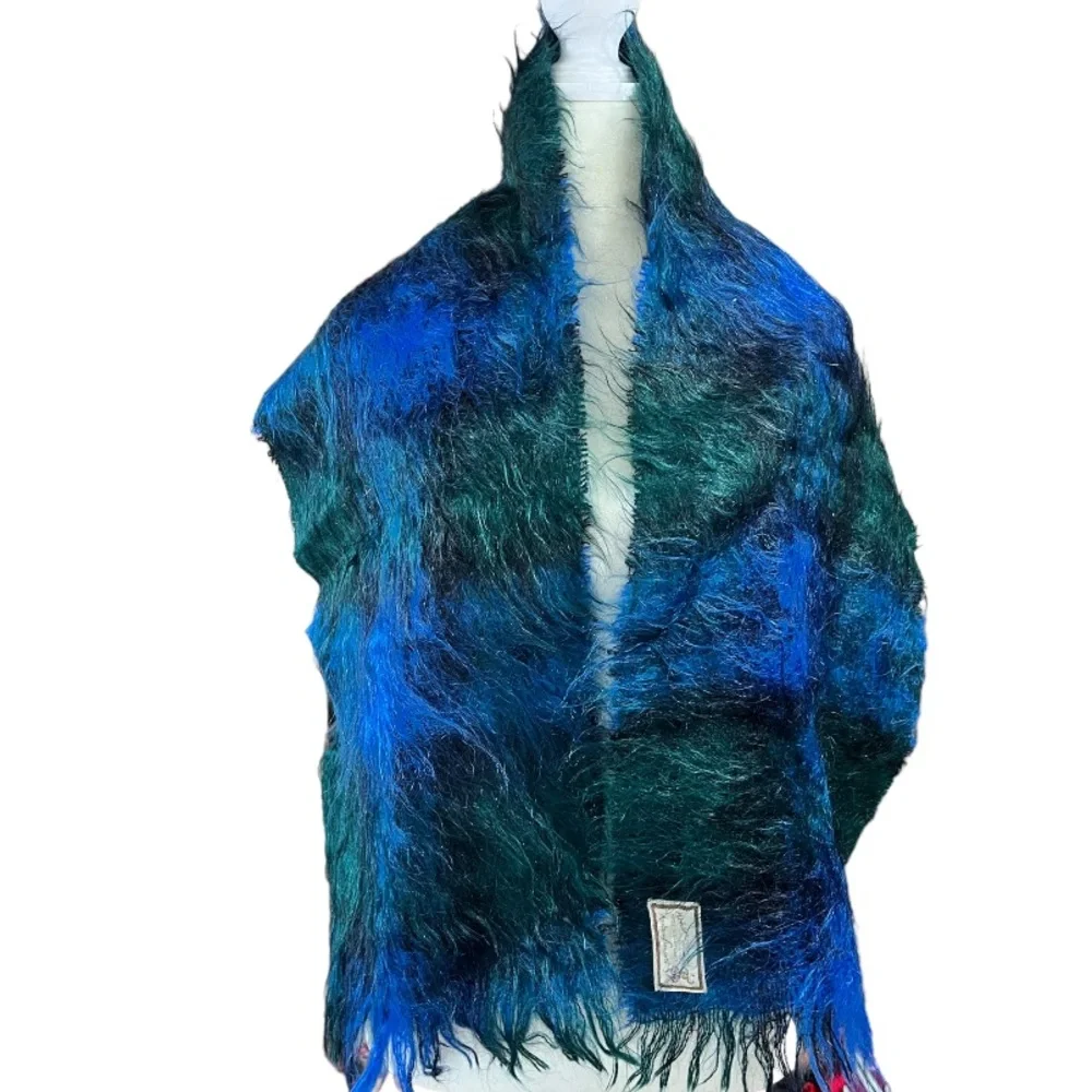 Mohair wool plaid scarf made in Scotland