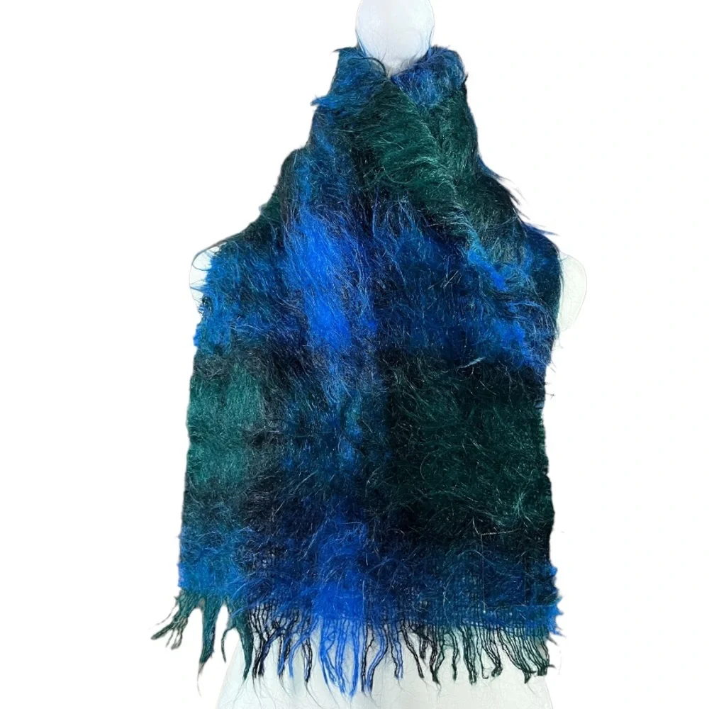 Mohair wool plaid scarf made in Scotland