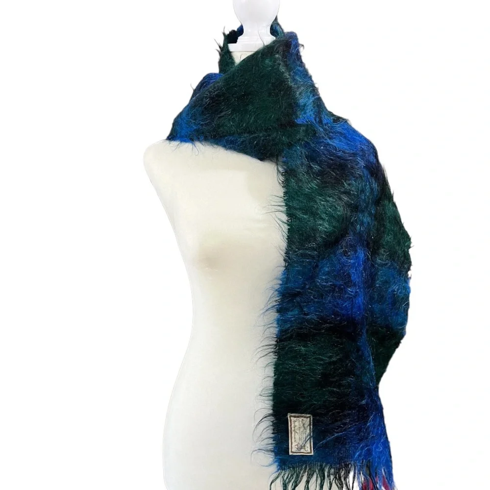Mohair wool plaid scarf made in Scotland
