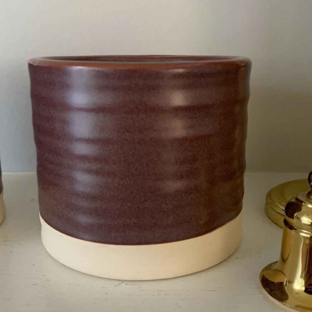 Set of two Threshold Bathroom Ceramic‎ Canisters plum purple two tones