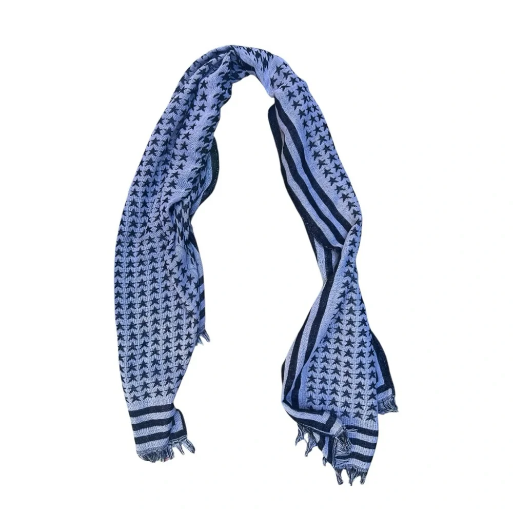 🧣 Blue &‎ Navy Houndstooth Woven Scarf — Unbranded