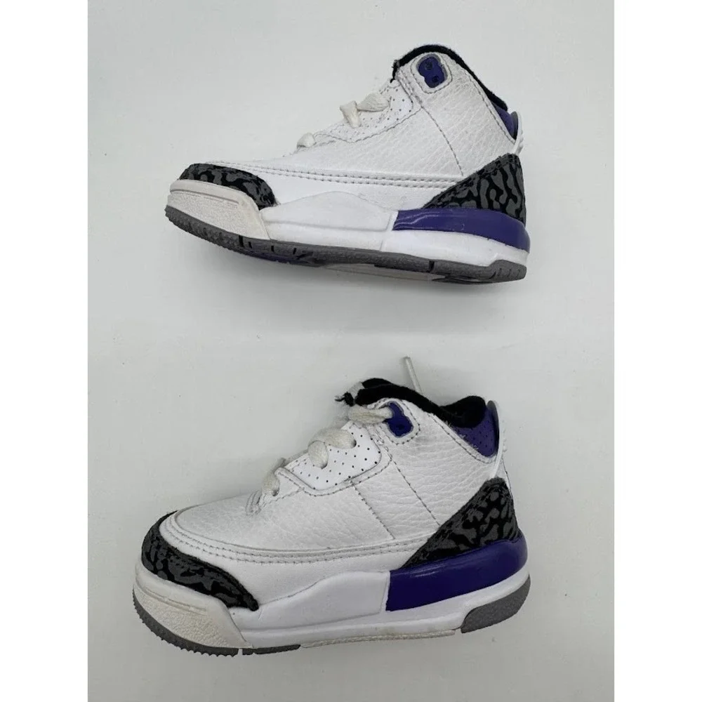 Jordan 3 Retro Dark Iris White Purple Toddler Sneakers DM0968-105 Size 4C Mens