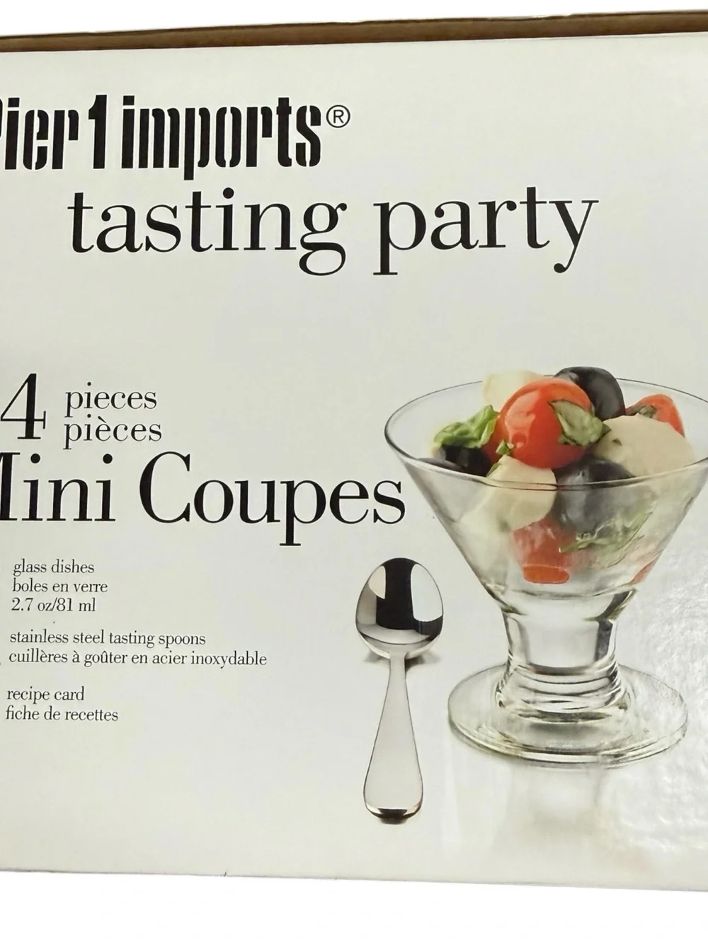 PIER 1 IMPORTS Tasting Party Mini Coupes 24 piece 12 Glass Dishes 12 Spoons New
