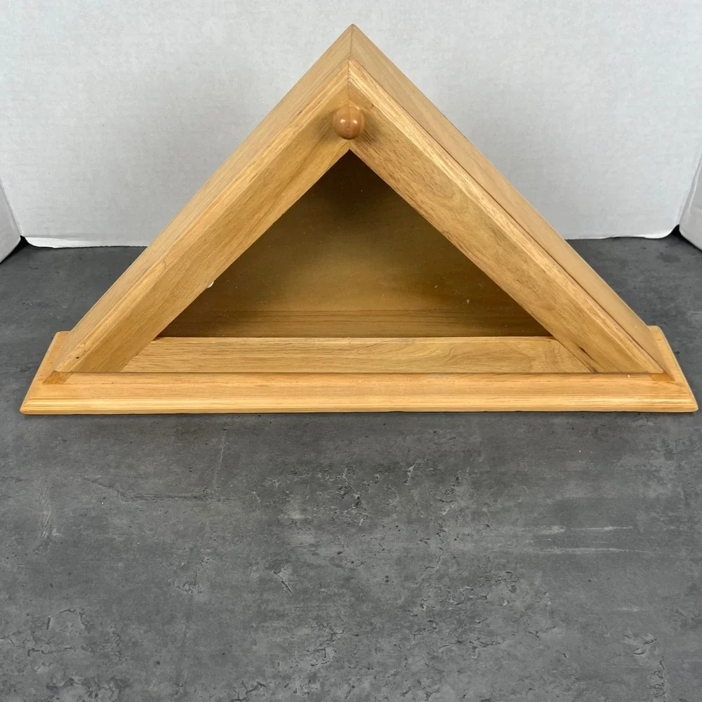 Wooden Triangle Flag Display Case Shadow Box Glass‎ Front Like New Open Box