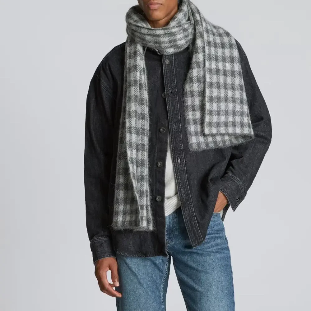 NWT Everlane The Alpaca Patterned Scarf in Gray‎ Check Christmas Gift
