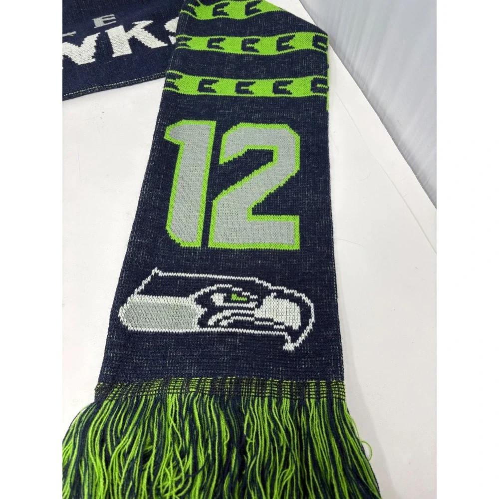 Seattle Seahawks Scarf FOCO 12th Man‎ Knit NFL Fan Gear Blue Green Fringe