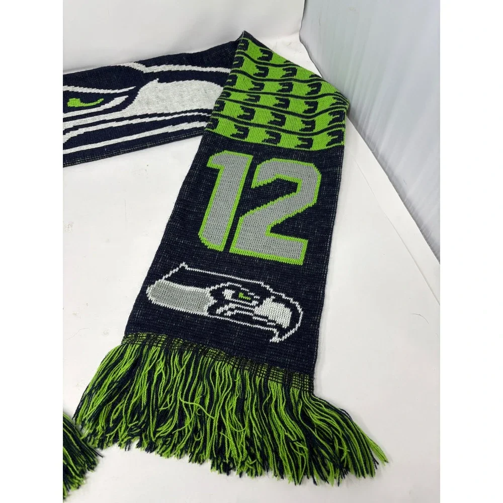 Seattle Seahawks Scarf FOCO 12th Man‎ Knit NFL Fan Gear Blue Green Fringe