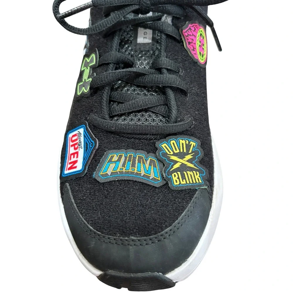 Under Armour Surge Kids Running Shoes Black Removable Patches Size 7Y Athletic‎