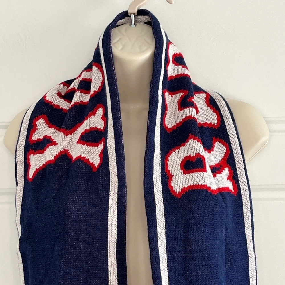 Boston Red Sox Scarf Red White Blue Fringe One Size
