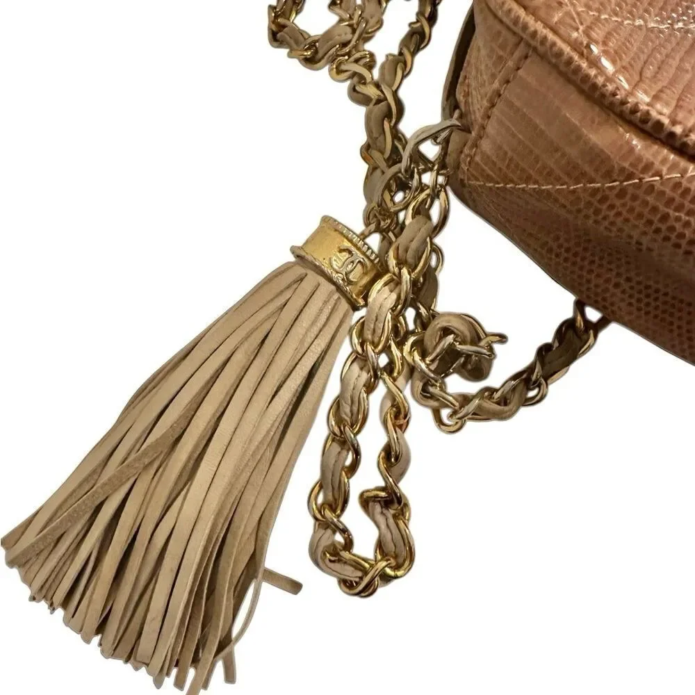 CHANEL Tan lizard Leather Crossbody Bag