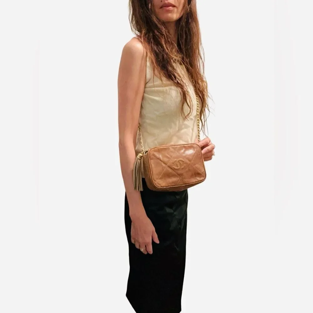 CHANEL Tan lizard Leather Crossbody Bag