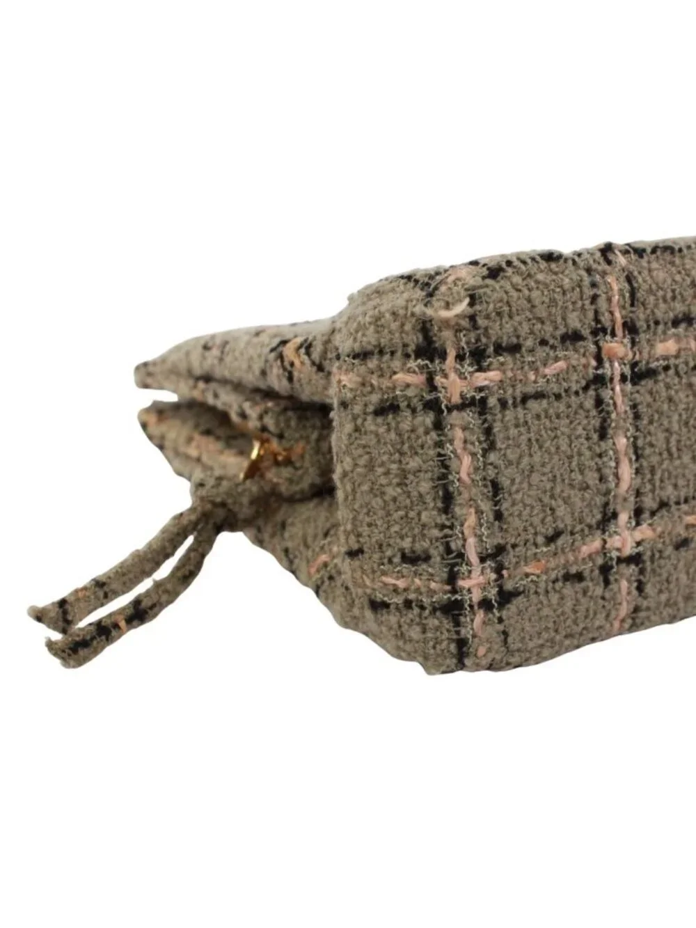 Chanel Tweed Pink Beige Shoulder Bag Gold