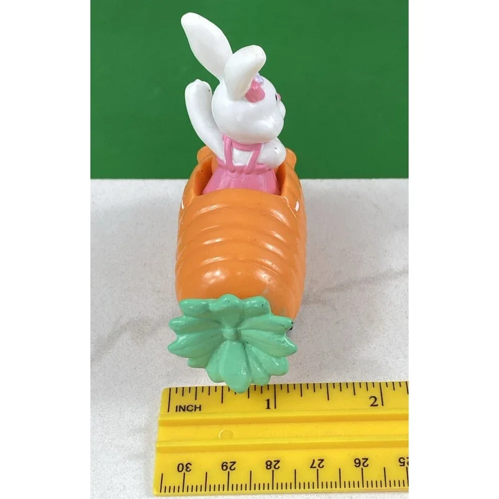 Rare Vintage Applause PVC Easter Bunny Driving a Carrot Car
