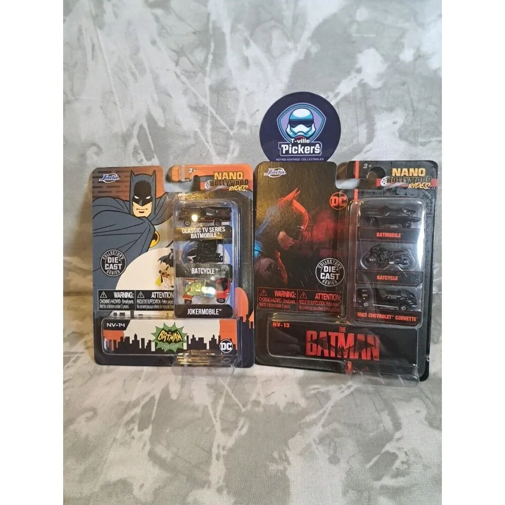 Lot Of (2) JADA New Batman &  1966 TV Batman Hollywood Nano Diecast 3 Pcs Sets‎
