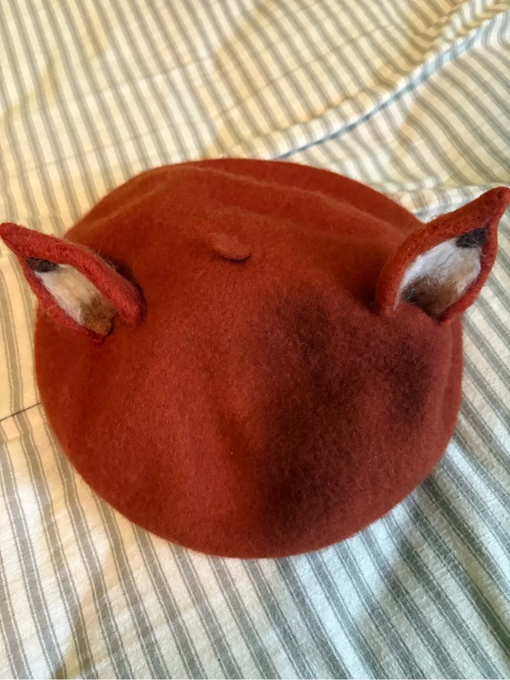 Handmade Felted Wool Beret - Fox