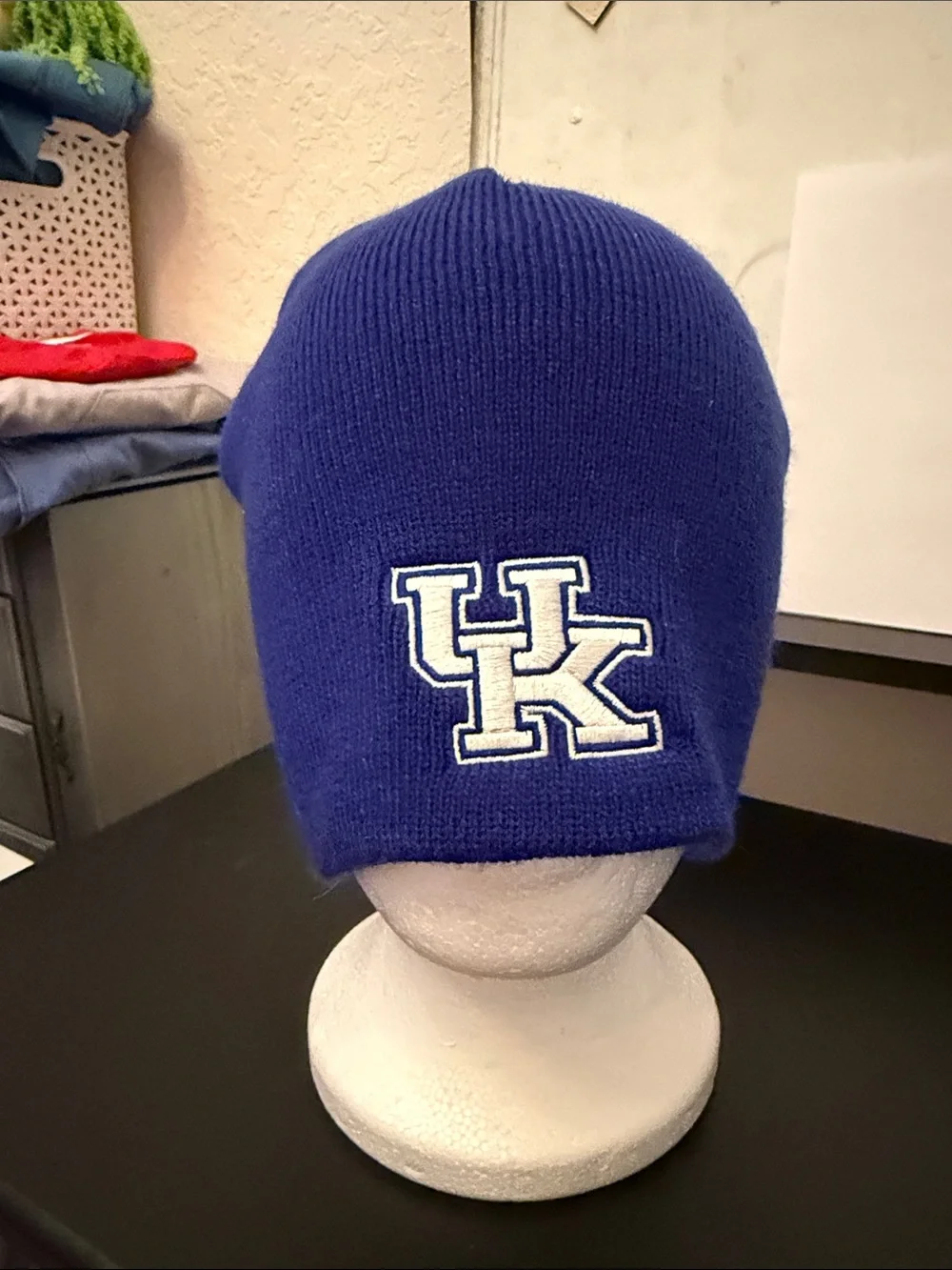 Royal Blue Kids Beanie Hat with UK Patch
