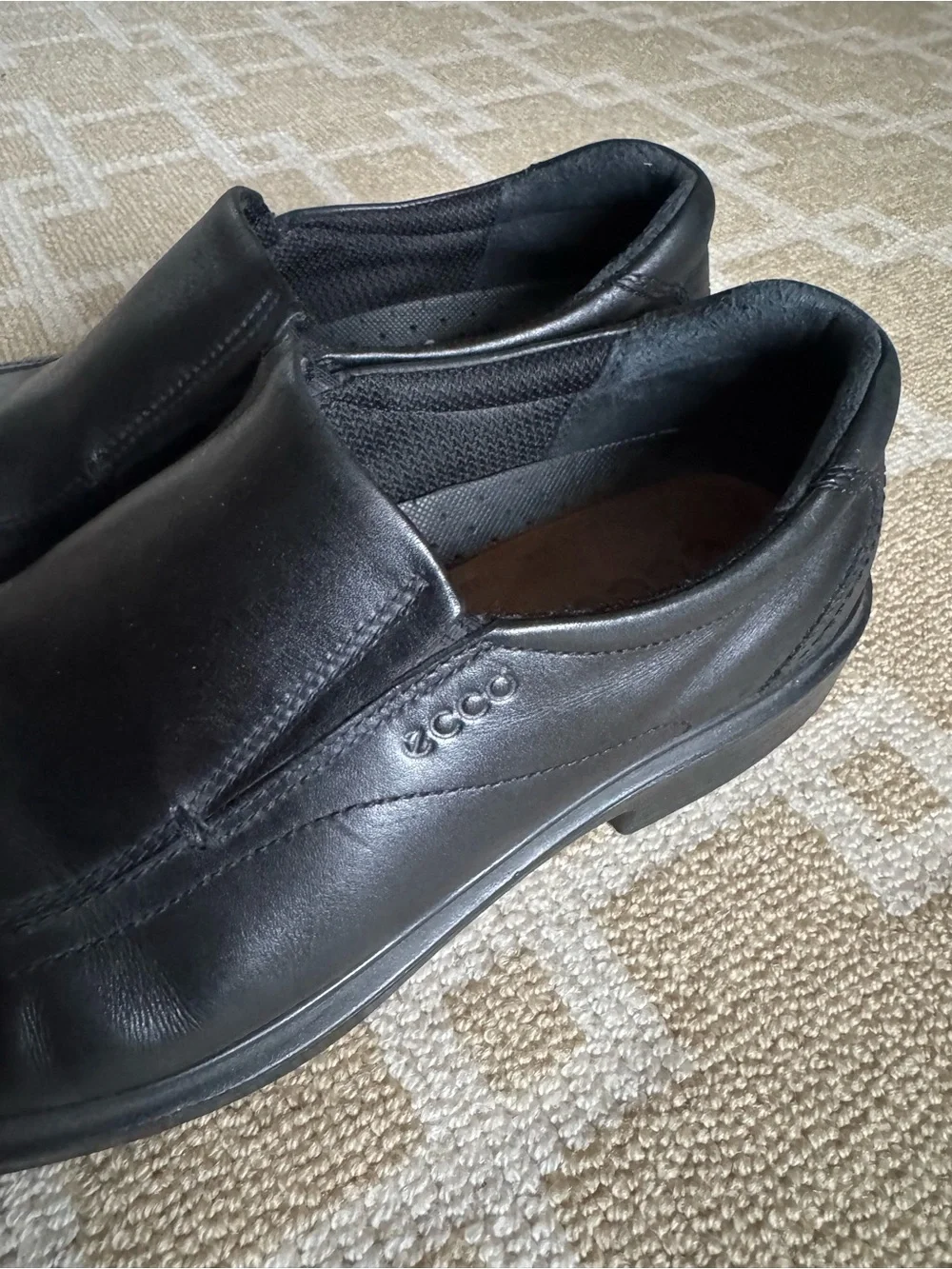ECCO Black Leather Slip On Loafers Comfort Dress Shoes Men’s EU 47 (US 13)