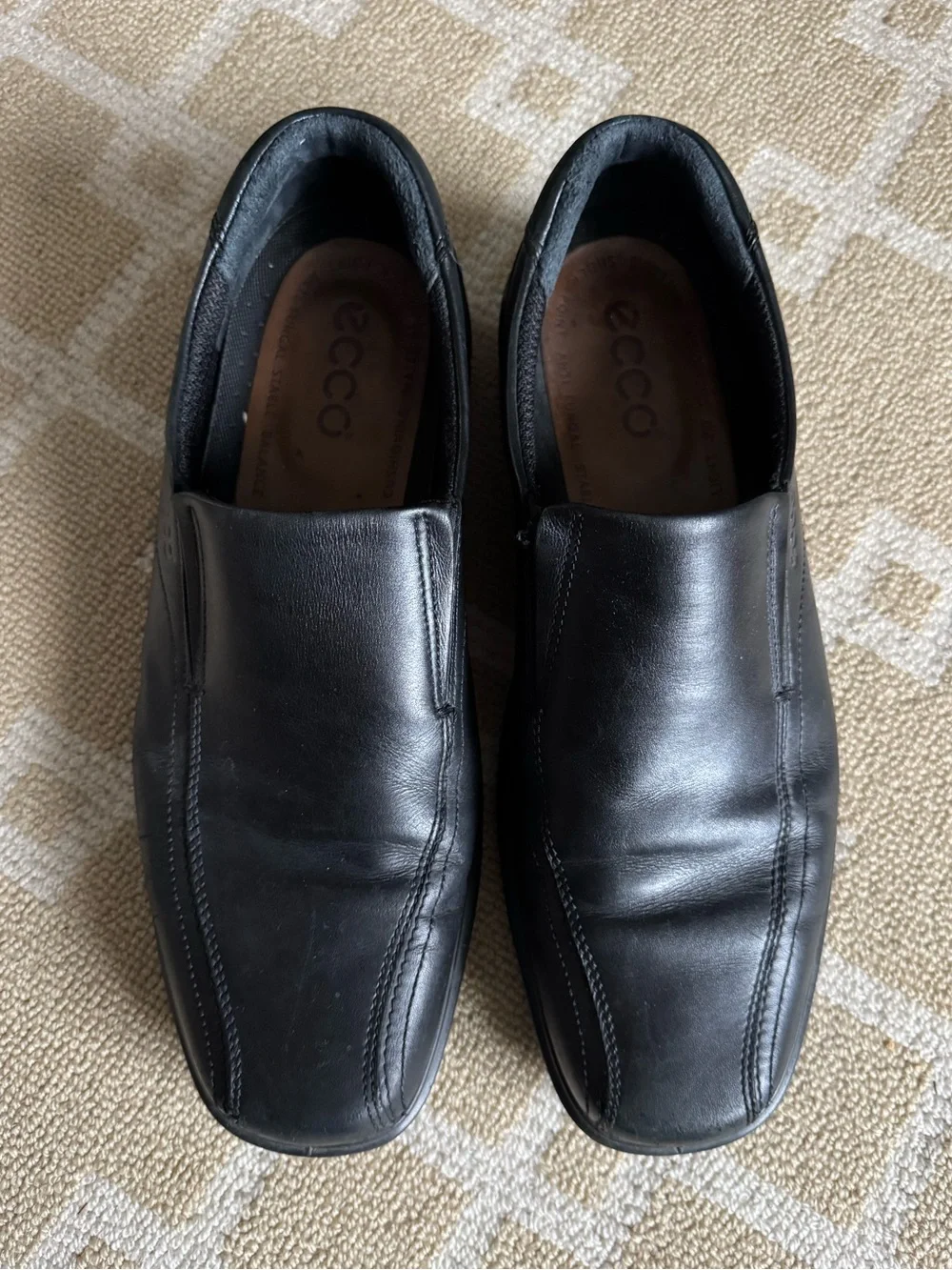 ECCO Black Leather Slip On Loafers Comfort Dress Shoes Men’s EU 47 (US 13)