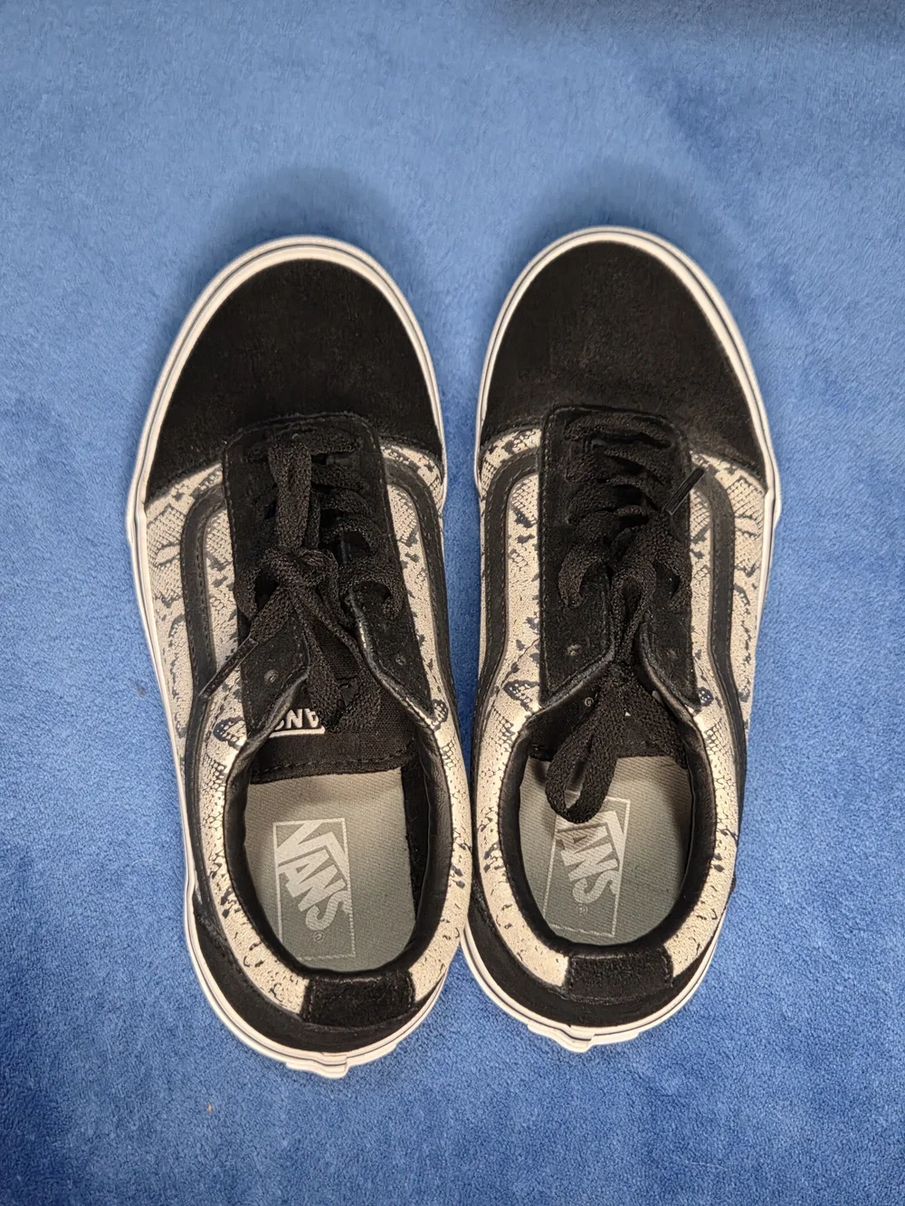 Vans Black Suede & Gray Iridescent Snake-Print Old Skool Sneakers
