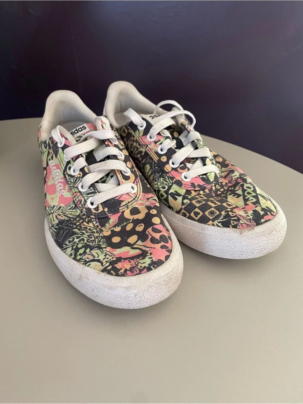 adidas Kids Multicolor Floral & Geometric Canvas Sneakers - Pink, Green, Black