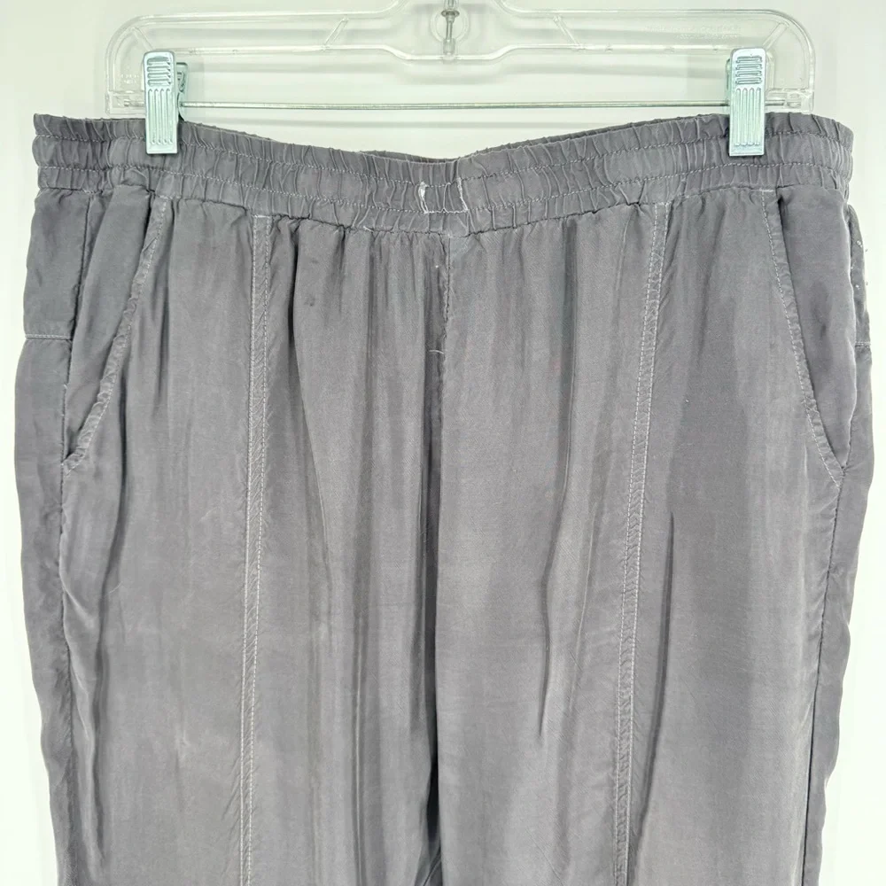 Johnny Was Ramble Pull-On Cupro Cargo Jogger Pants Grey Size‎ M Coastal Grandma
