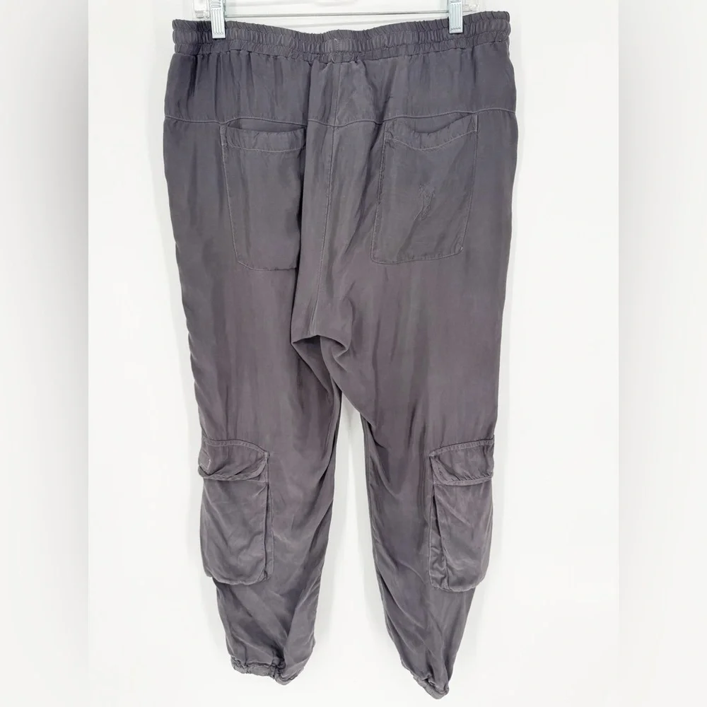 Johnny Was Ramble Pull-On Cupro Cargo Jogger Pants Grey Size‎ M Coastal Grandma