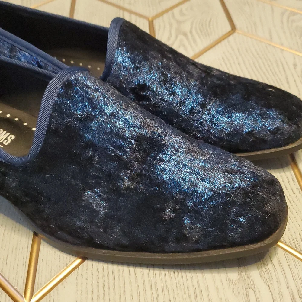 Stacy Adams Sultan Men's Navy Blue Velour Slip-On Loafers. Size 7.5 M.