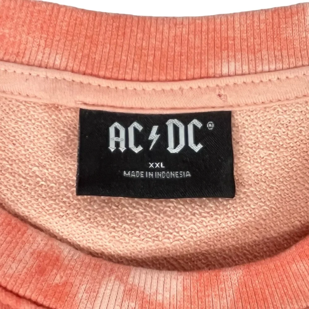 AC/DC Unisex Kids XXL Summer Peach Tie-Dye‎ Graphic Crewneck Pullover Sweatshirt