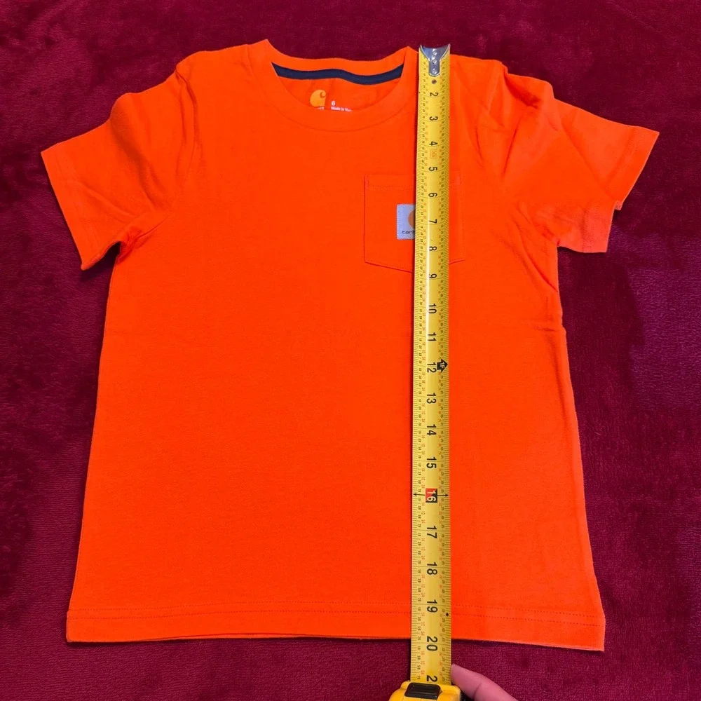 Carhartt‎ Kids Short Sleeve Pocket T-Shirt Orange Size 6 Cotton Tee RN13706